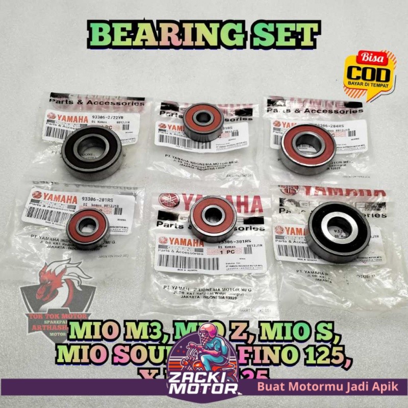 PAKET BEARING Rasio 2ph set 6 pcs UNTUK MOTOR MIO M3 , MIO Z , MIO S , MIO SOUL Gt 125 , FINO Fi Inj