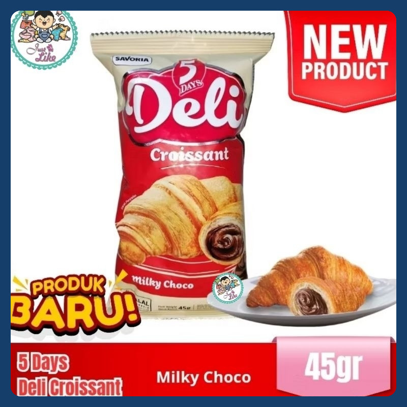 

5 Days DELI Croissant Ecer Roti Kroisan 45gr. rasa Milky Choco