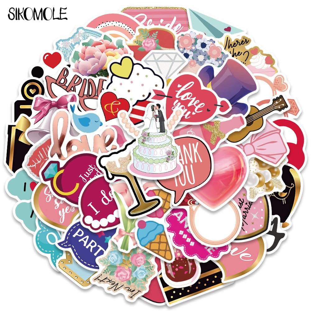 

10/30/52PCS Valentine's Day Wedding Love Stickers Kawaii DIY For Kids Travel Luggage Guitar Skateboard Graffiti Sticker Decals