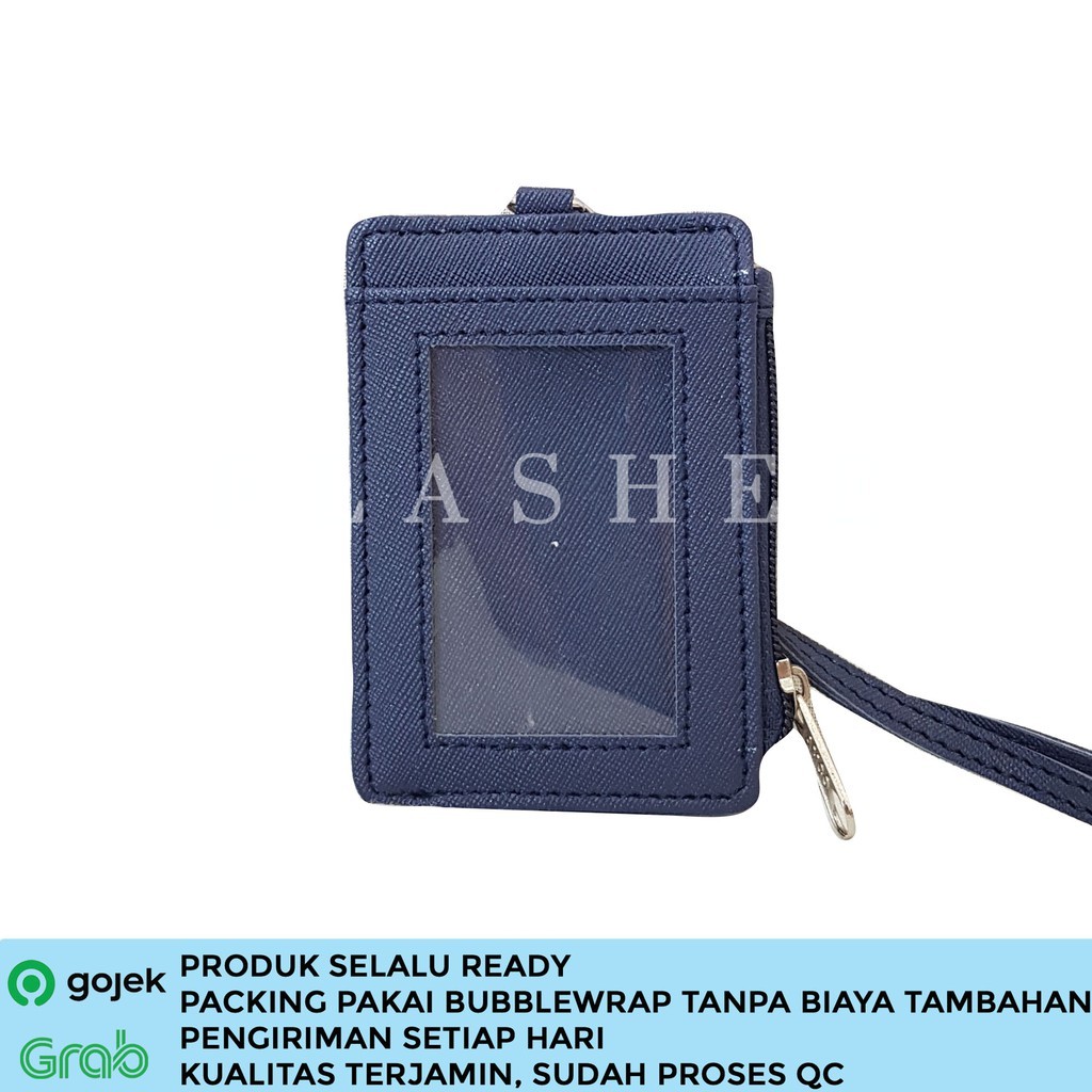 

Lanyard Resleting Name Tag Resleting ID Card Holder Resleting Kulit PU BIru Navy