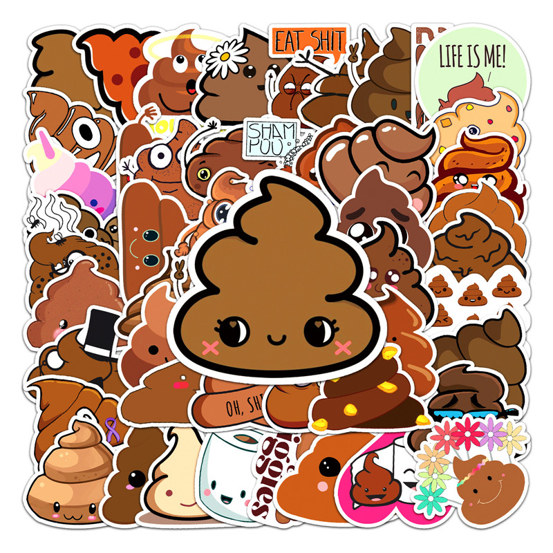 

50pcs Poop Meme Stickers decal scrapbooking diy pasters home decoration phone laptop waterproof cartoon
