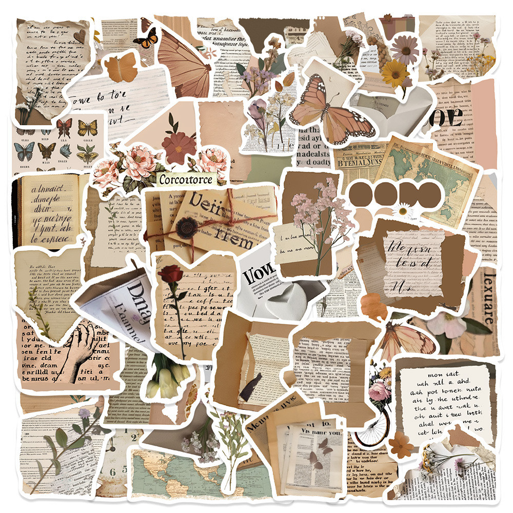 

10/30/50Pcs Retro Art Waterproof Sticker Aesthetic Decorative Luggage Phone Laptop Diary Journal Scrapbook Decal Kids Stickers