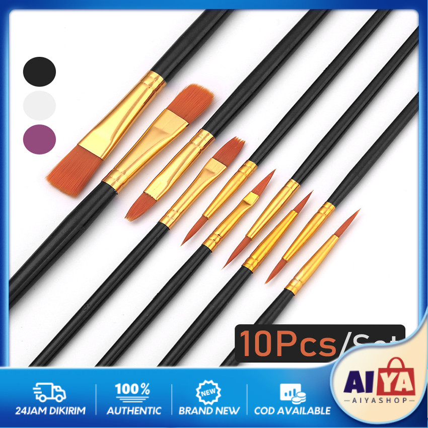 

10Pcs Kuas Lukis Set Paintbrush Paint Brushes Kuas Cat Minyak Dan Air Nylon Brush Kuas Cat Air Cat Minyak Lukis Acrylic