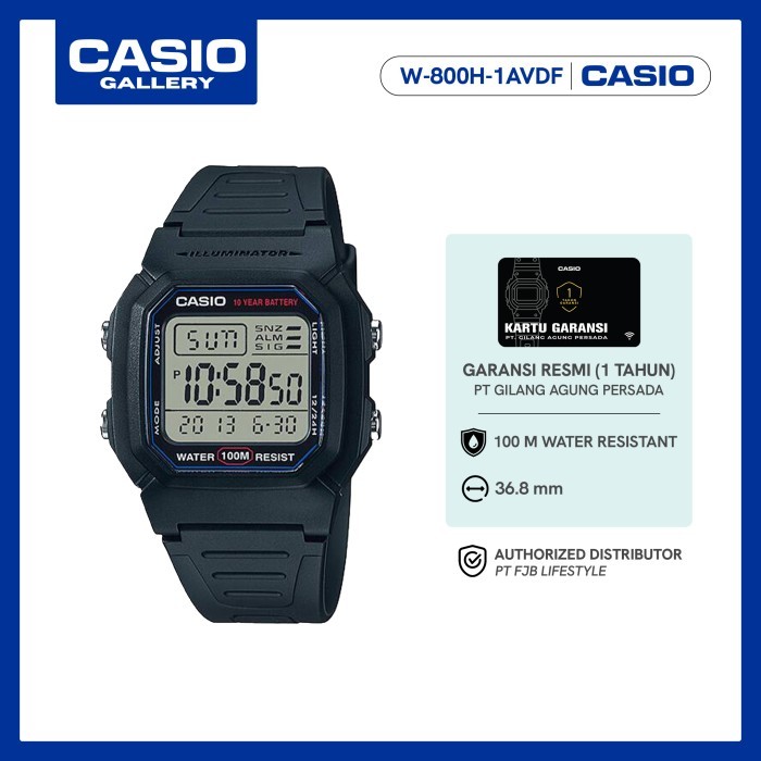 Original Casio Jam Tangan  W-800H-1AVDF