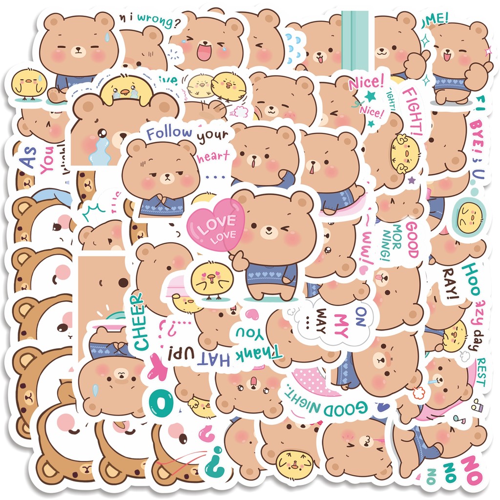 

COD 50 Pcs Stiker Kawaii Bear Cute V9 Lucu Anti Air Untuk Dekorasi Notebook Sepeda Skateboard Handphone