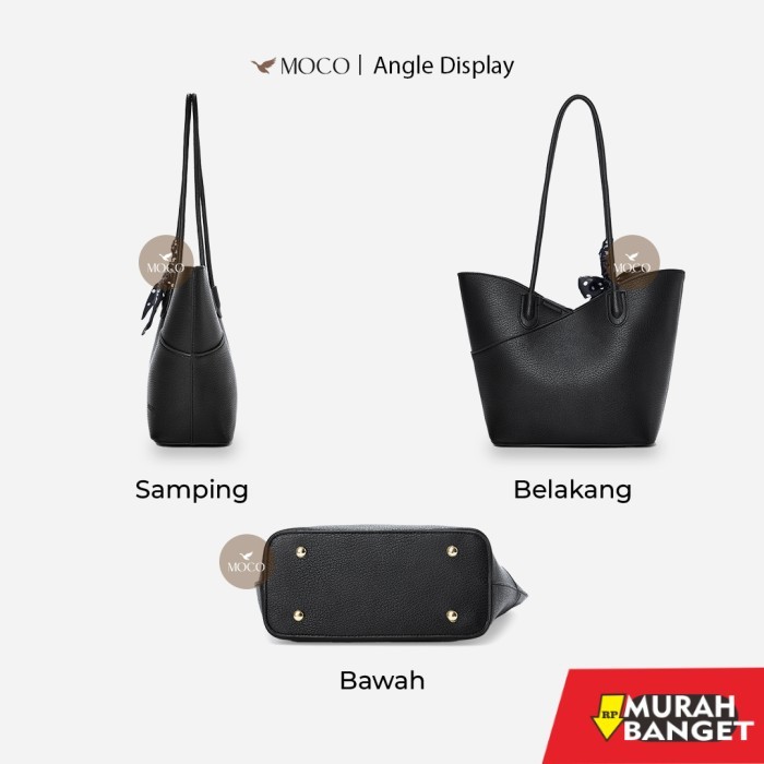 tas selempang wanita simple elegan MOCO Fashion Tas Bahu Wanita Kulit Lembut Elegan Kuliah Kerja Fre