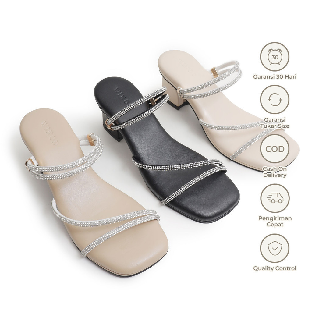 WINOD - Zara Sepatu Sandal Wanita Heels 5 cm Kondangan Elegan Kekinian Official Store Original