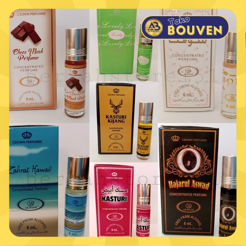 PARFUM ARRAFIF ROLL 6ML WANGI TAHAN LAMA / PARFUM LAKI-LAKI / PARFUM WANITA / AROMA OUD BUKIYAH DALA