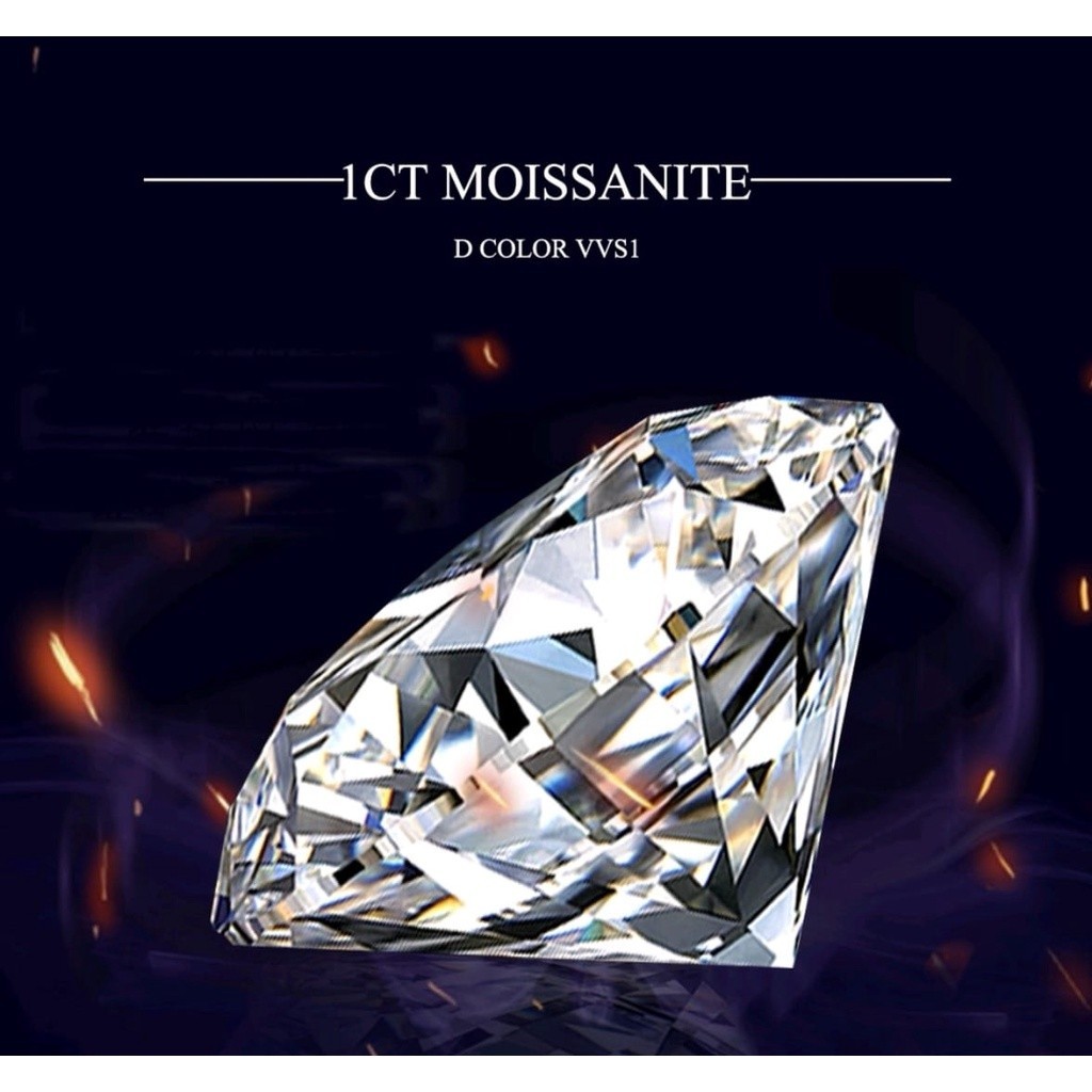 Batu Berlian Asli Moissanite Sparkling Sertifikat
