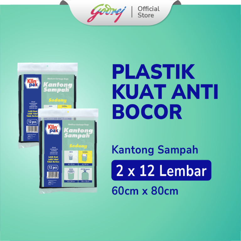Klinpak Kantong Sampah Sedang 60 x 80 cm isi 12 Sheets x2 Pcs