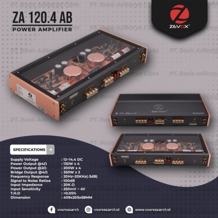 Power Amplifier Zevox ZA 120.4 AB Power 4 CH Class AB by Vox Research