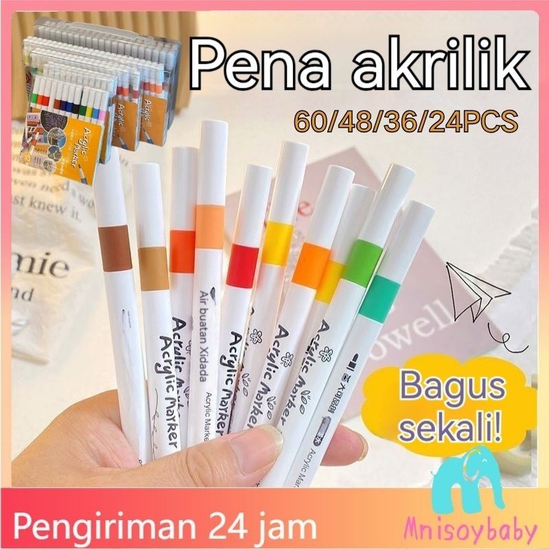 

【COD】Acrylic Marker Warna Siswa TK Didedikasikan Tahan Air Tidak Memudar DIY Lukisan Warna Pena Spidol Set Lengkap Pena Cat Air 24/36/48/60PCS