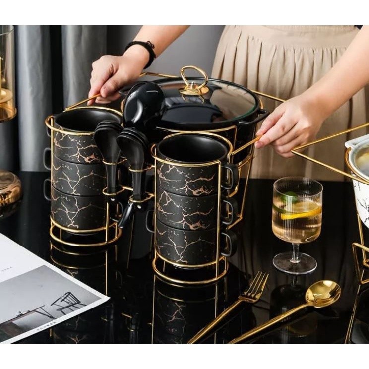 Luxury Nordic Pot soup /ceramic Soup Pot Set/ Mangkuk Mangkok Kuah Sup / set pot soup / Casserole Te