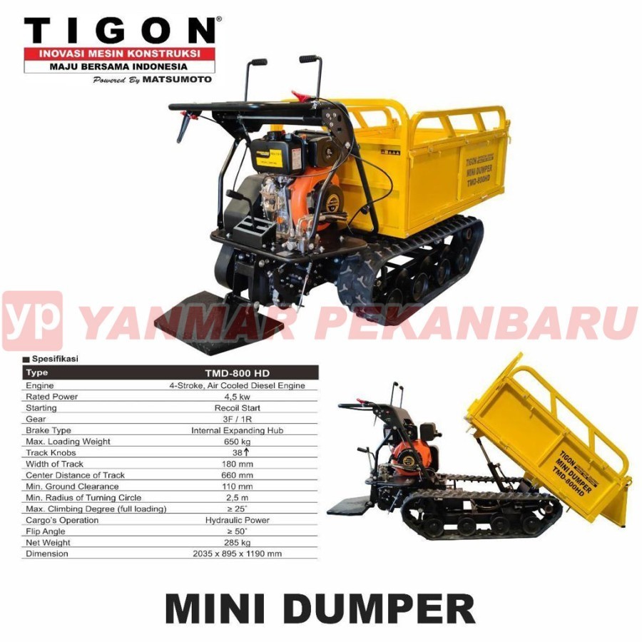 Alat Angkut Sawit / Mini Dumper Crawler TIGON TMD 800 HD