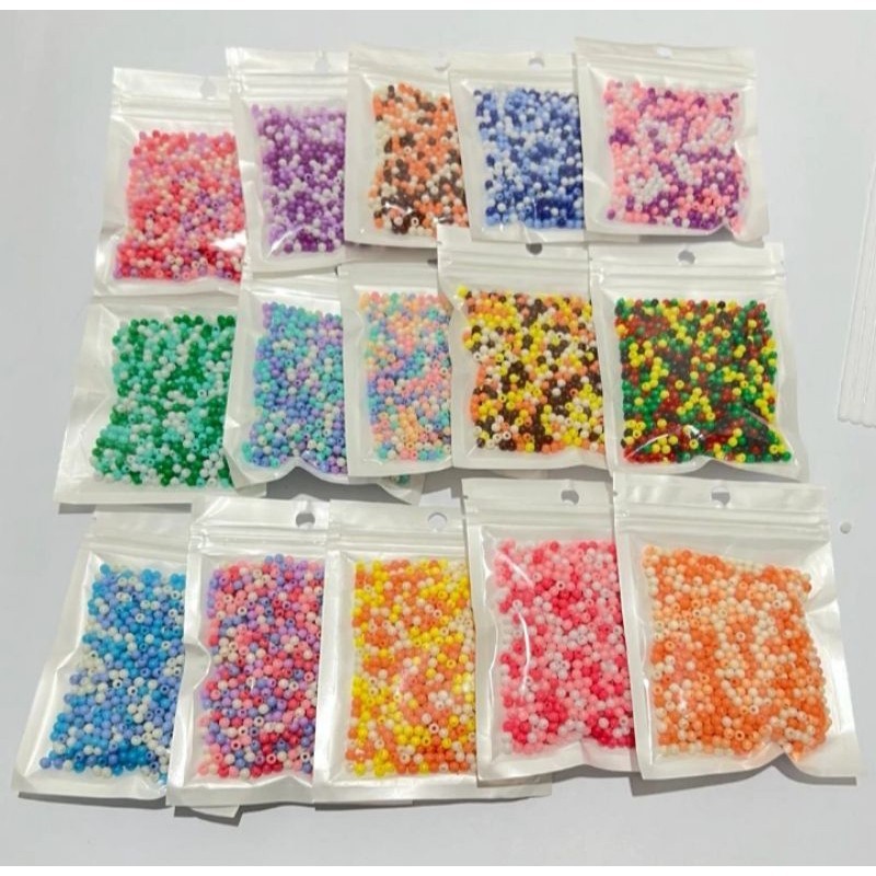 [20 Gram] Manik Mote Susu Pastel bulat 6/0 4mm Manik Import Murah