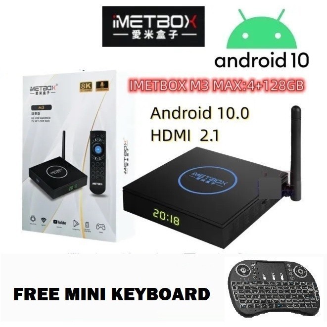 AKN88 - IMETBOX M3 MAX - Android 10 TV Box 4GB 128GB Full TV Channel ALT UBOX
