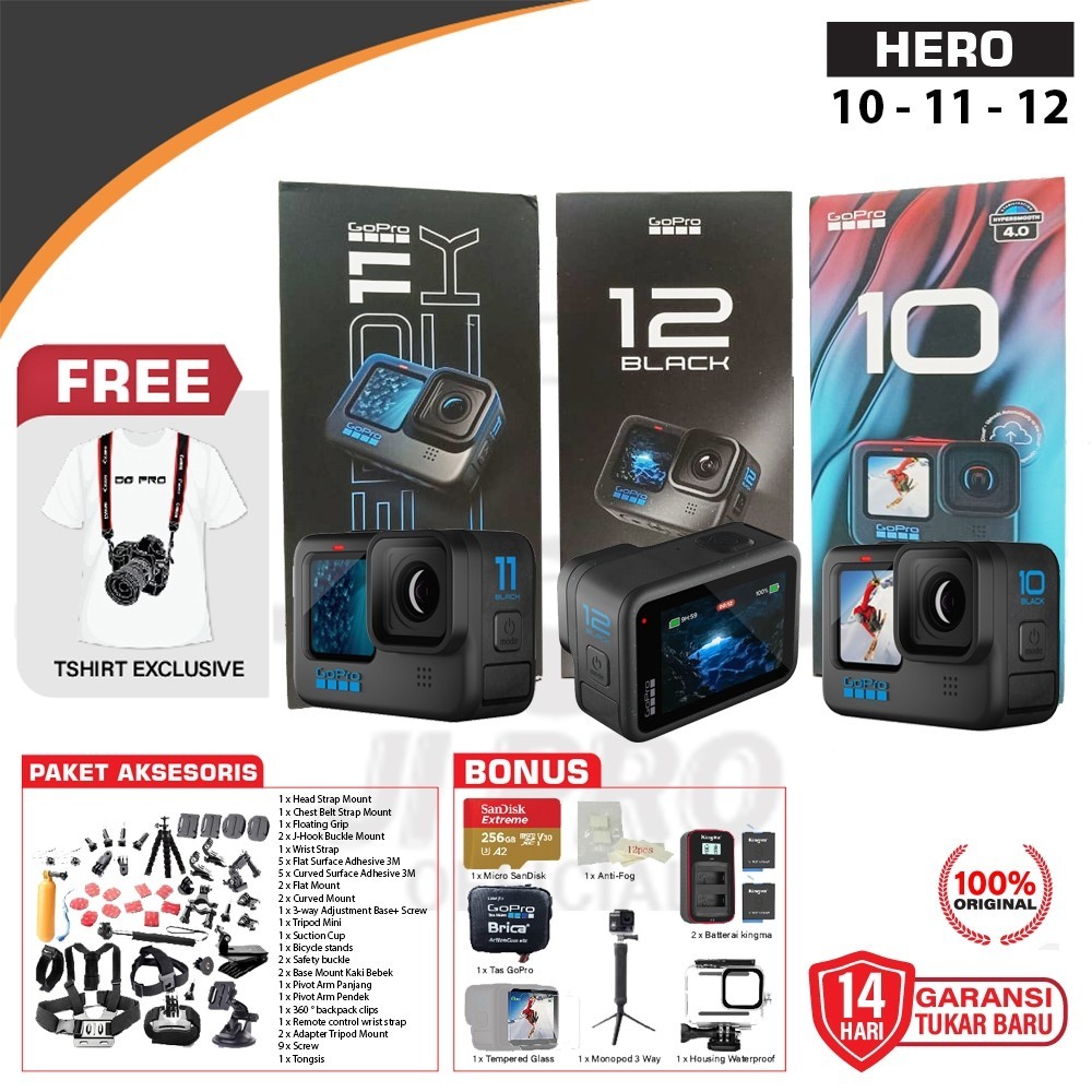 GoPro Hero 12 / Hero 11 / Hero 10 Black ORIGINAL Bergaransi