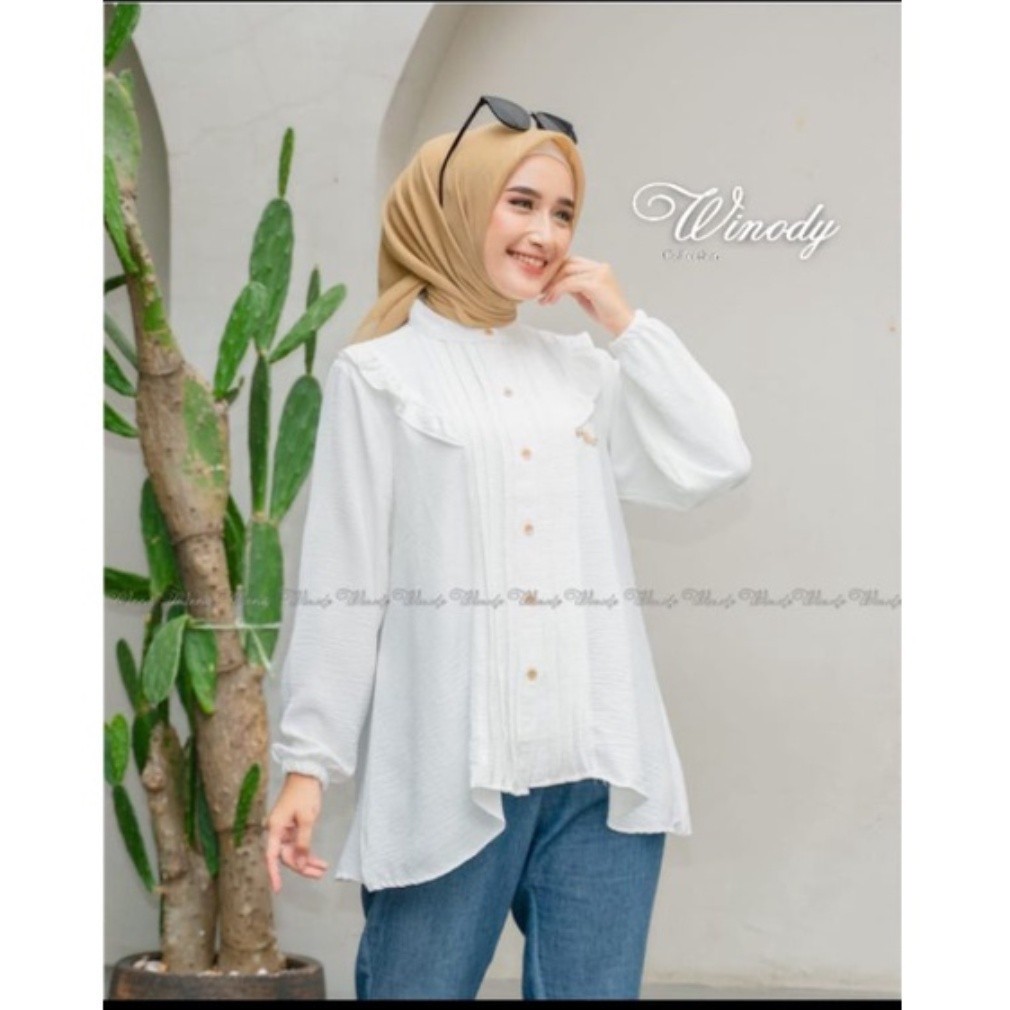 ATASAN TOP MELODY KHUSUS HITAM PUTIH BY WINODY ORIGINAL METRO TANAH ABANG | ATASAN BAHAN POLO LINEN 