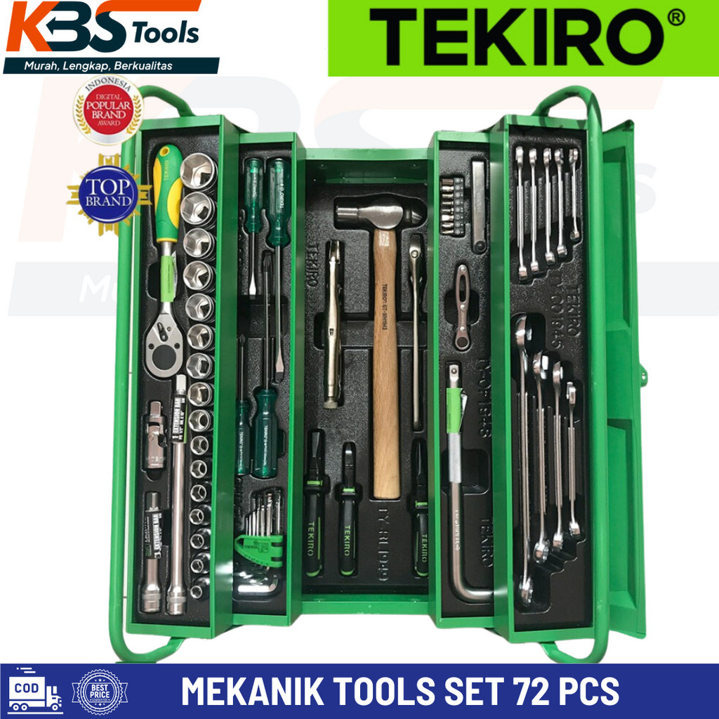 TEKIRO Mekanik Tools Set 72 Pcs Tool Kit Mechanic Tool Box Besi