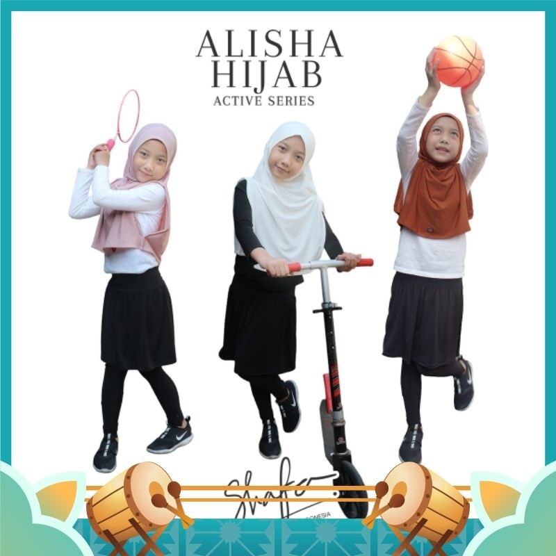 Baju Busana Muslim Anak Lucu Unik Premium / ALISHA HIJAB (NEW) ACTIVE SERIES (HIJAB SPORT ANAK)