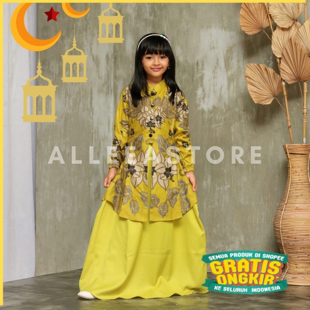 Alleastore03 Gamis batik Anak Motif Full Batik Motif Dara dress modern premium, dress muslim, gamis 