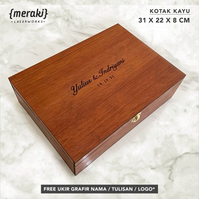 

Kotak Kayu Custom - Ukuran Kertas A4 / Box Kayu Engsel Custom Nama