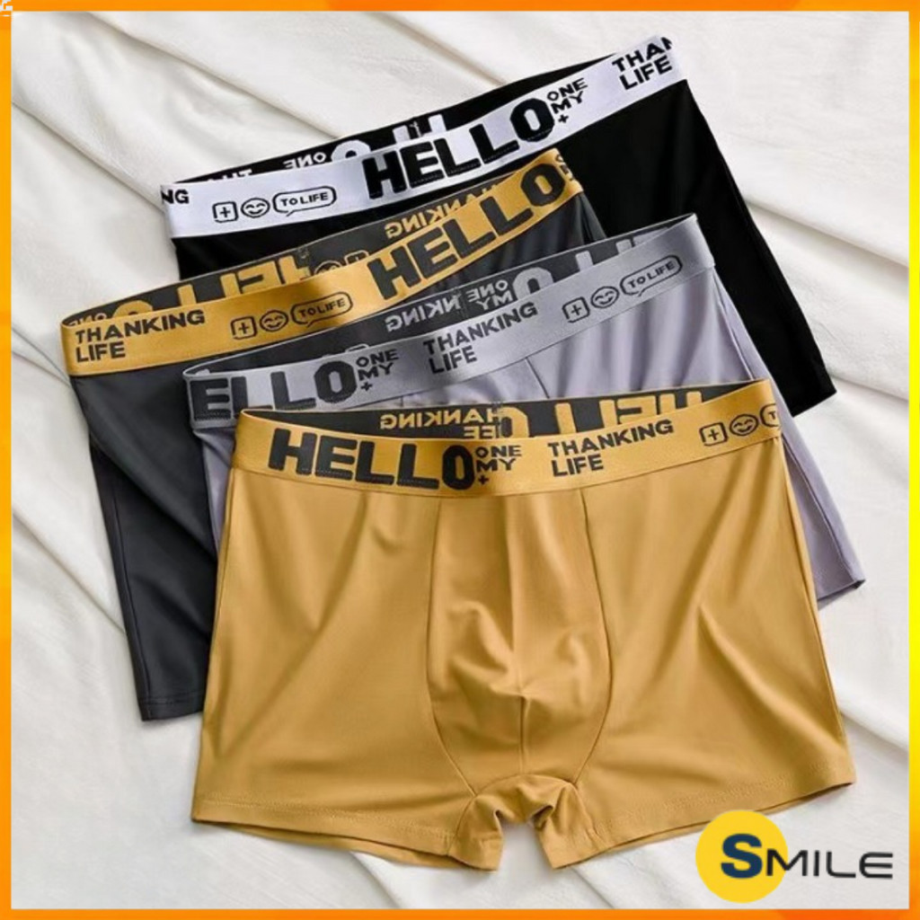Smile Boxer Celana Dalam Pria Dewasa Fashion Men Hello Jumbo Katun  2138
