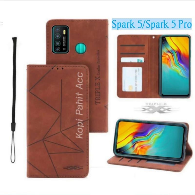 Casing Tecno Spark 5 Spark 5 Pro Flip Cover Wallet Sarung Hp Case Dompet Sarung Kulit