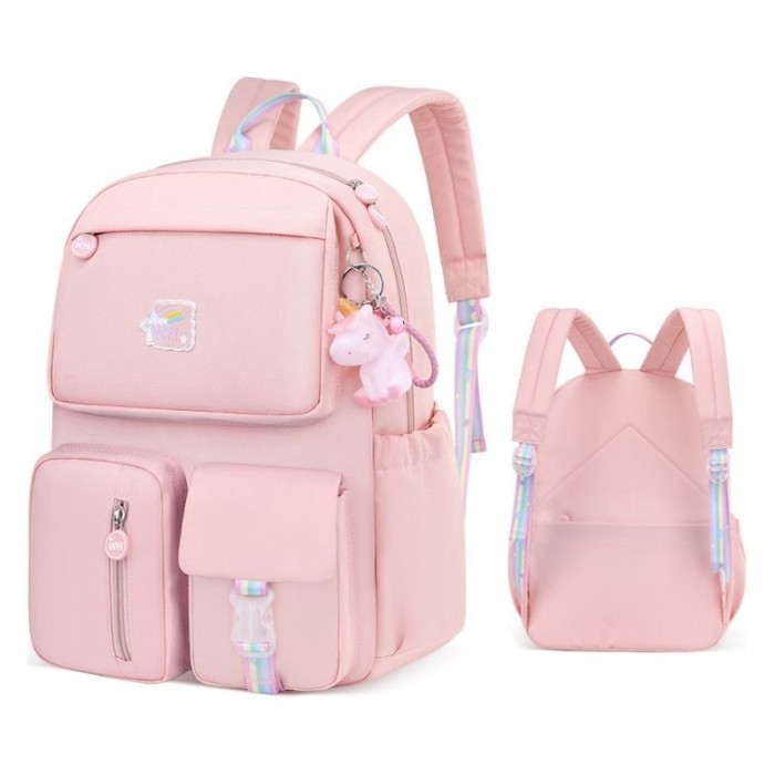 Tas Sekolah Anak Perempuan SD SMP Cantik Ransel  Backpack Cewek - Pink