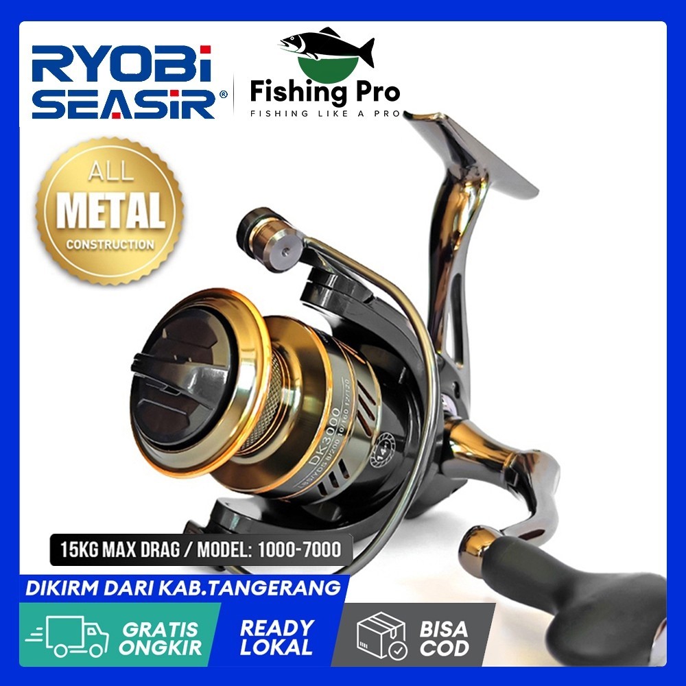 COD RyobiSeasir DK Reel Pancing Full Besi Semua Logam Memutar Gulungan Pancing 1000-7000 Seri 14 + 1