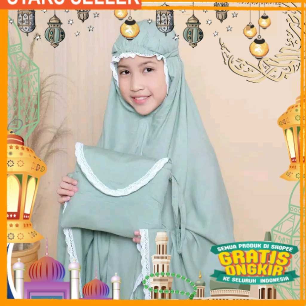 MUKENA ANAK TANGGUNG RENDA FREE TAS TRAVELING/ Pink Dusty Fanta Merah muda