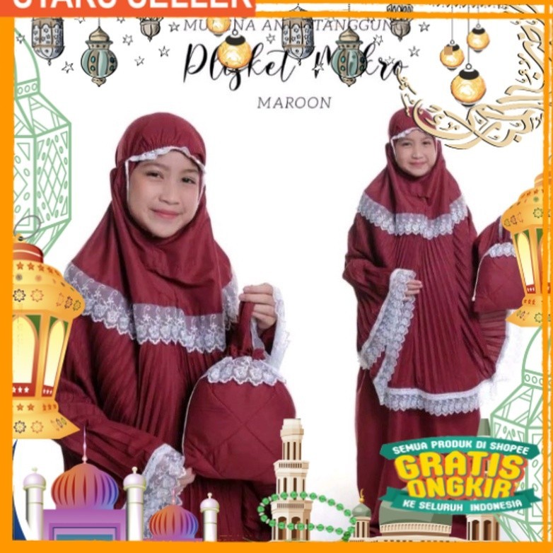Mukena anak plisket 6 - 12 tahun / mukena anak tanggung / mukena anak 7 th / mukena anak 8 th / muke