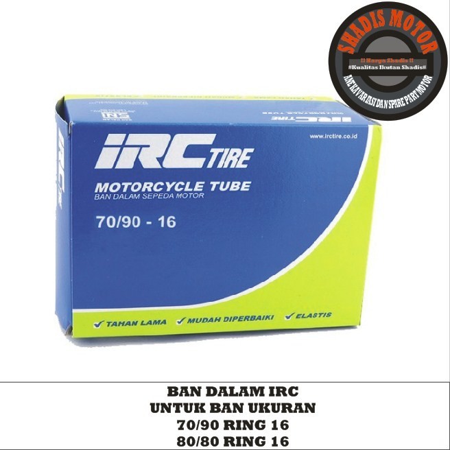 Ban Dalam Motor Merk IRC Ukuran 70/90 Ring 16