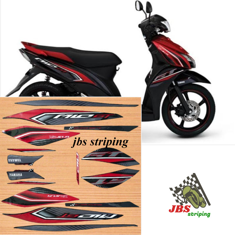 Stiker mio Striping Yamaha Mio GT hitam merah tahun 2013 2014