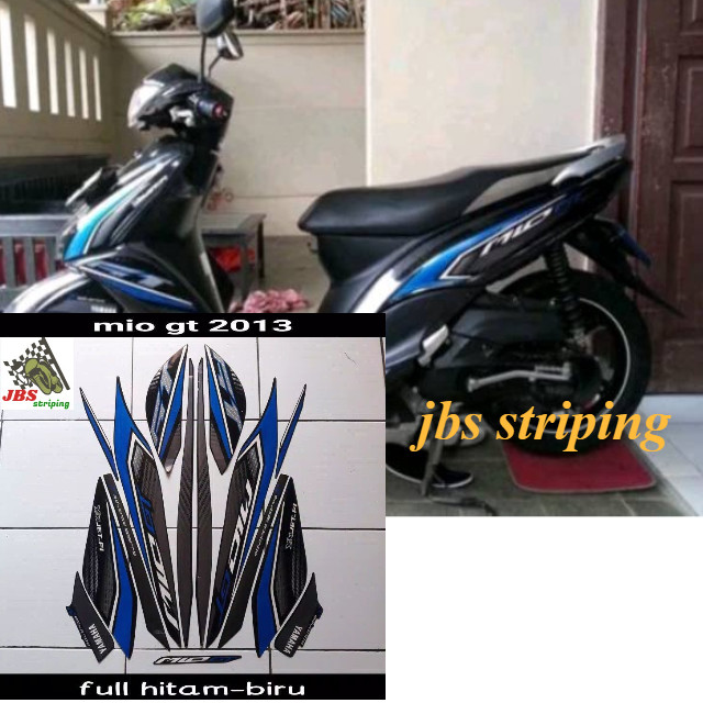 striping mio gt stiker yamaha mio gt 2013 full hitam biru