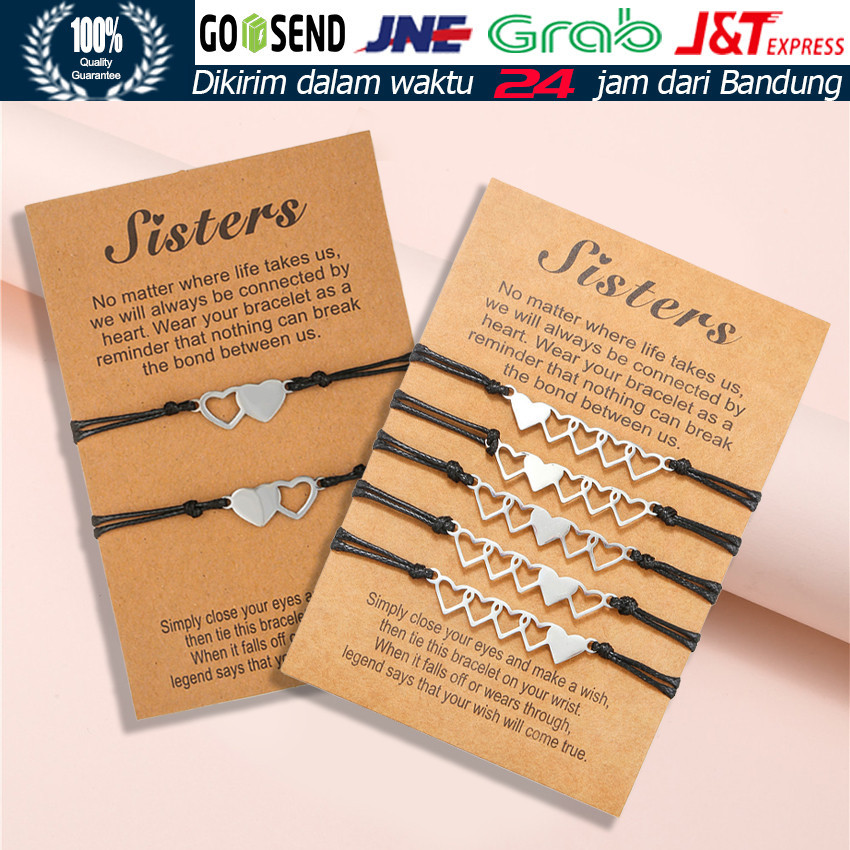 2Pcs/5Pcs Gelang Pasangan Kawat Lilin Hati Ganda / Gelang Persahabatan / Gelang Pasangan