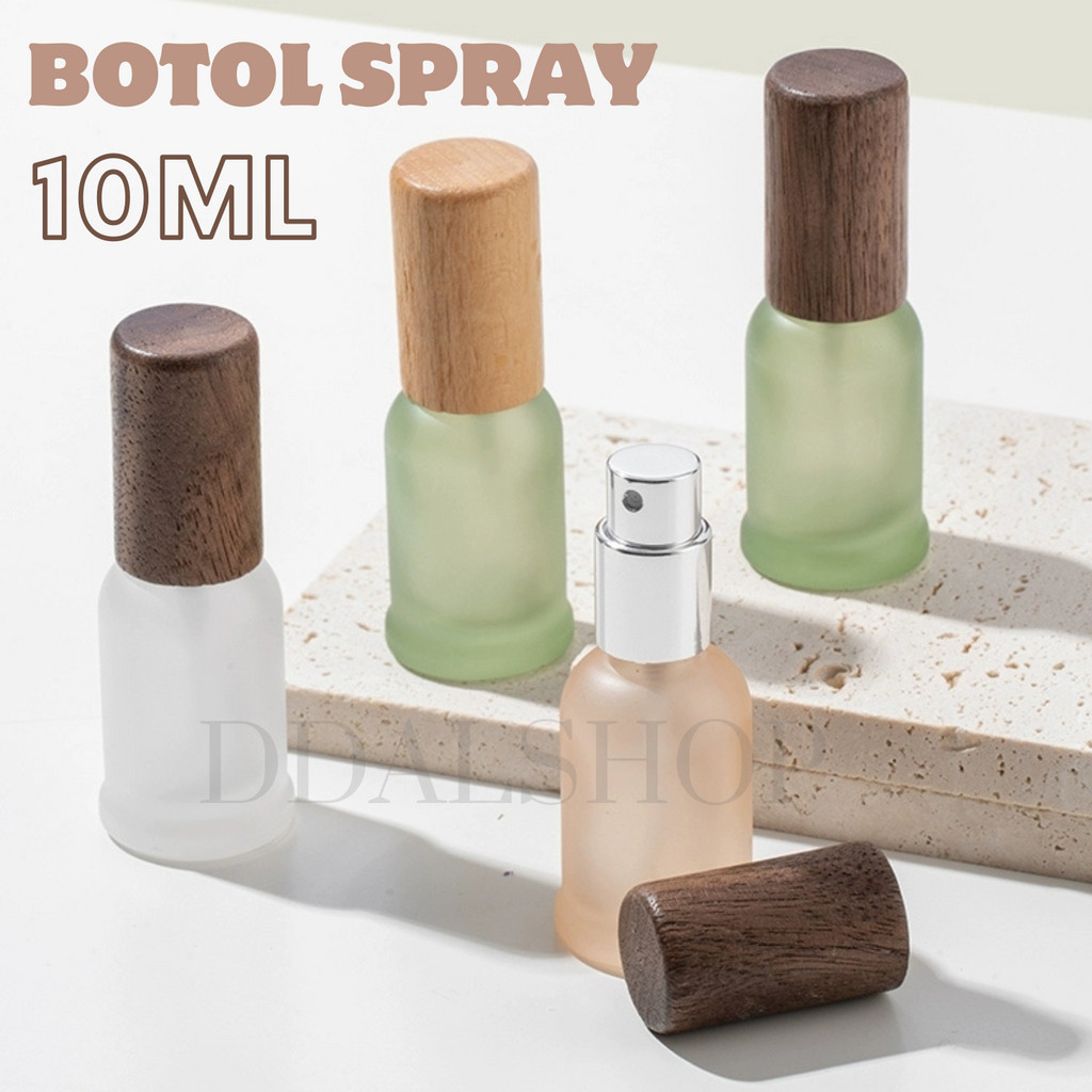 Botol Parfum Spray Aesthetic Bottle Kaca Isi Ulang Drat Ulir Refill Travel Size 10ml Tutup Kayu Cant