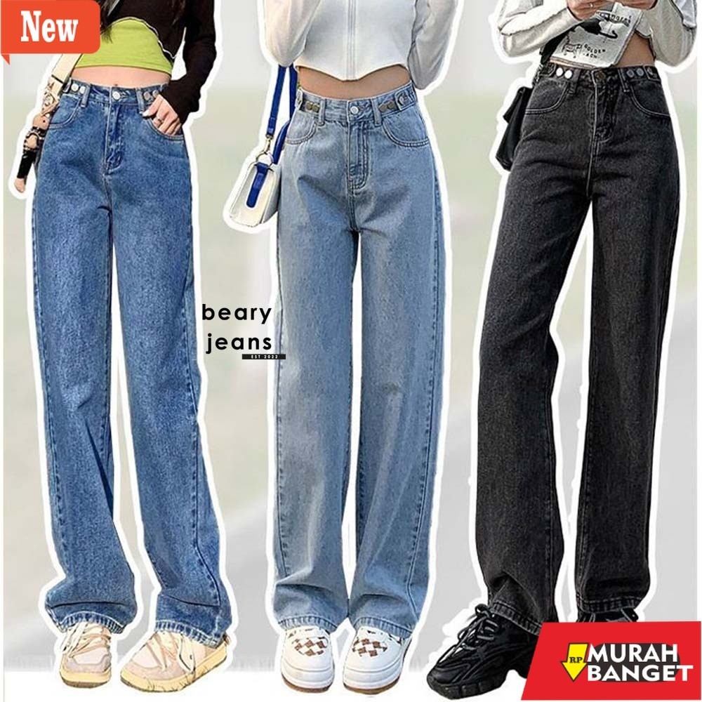 Celana panjang wanita untuk lebaran- BEARY JEANS BJ001 | Celana Jeans Wanita Jeans Kulot Highwaist J