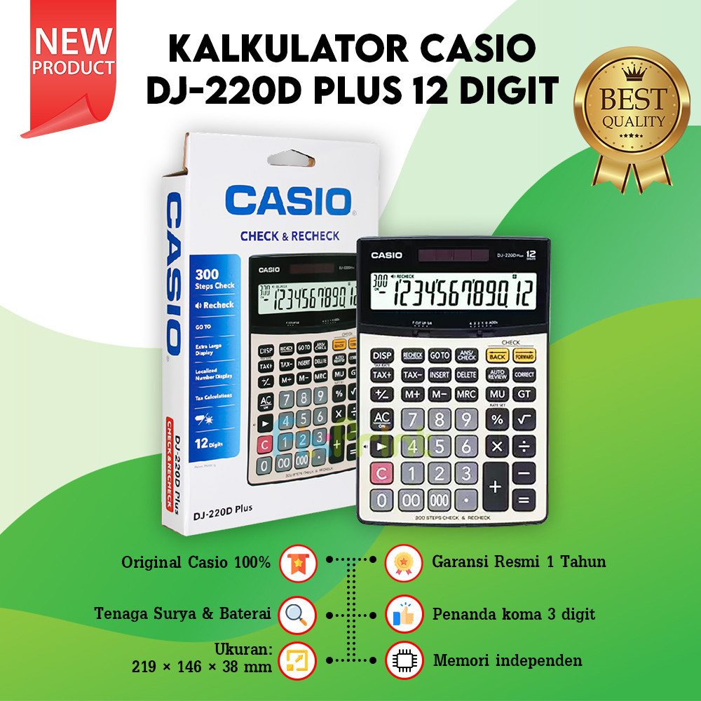 

Casio Kalkulator Original DJ 220D Plus 12 Digits Calculator Desktop Check & Correct New Garansi Resmi