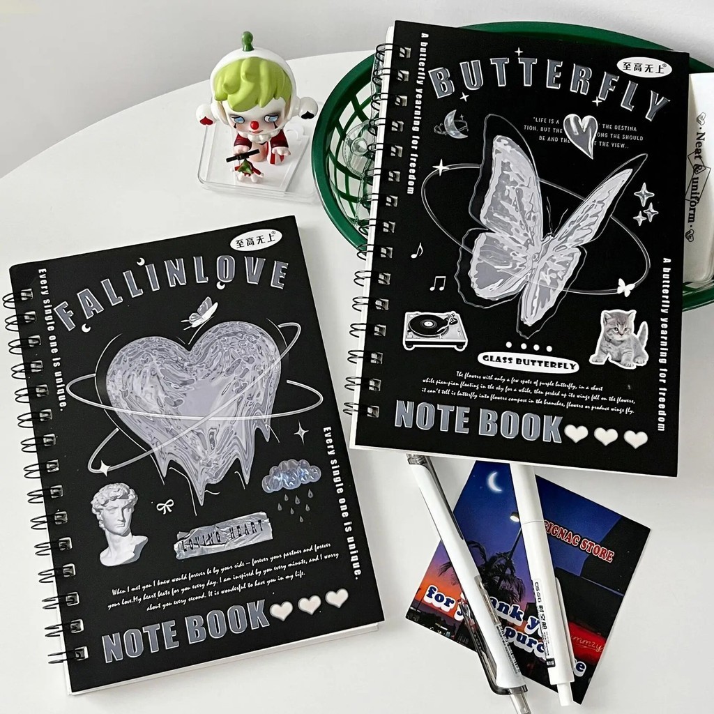 

Minimalist Retro A5 Coil Notebook for Girls Laser Notebook for Students Daily Learning Record Book Journal