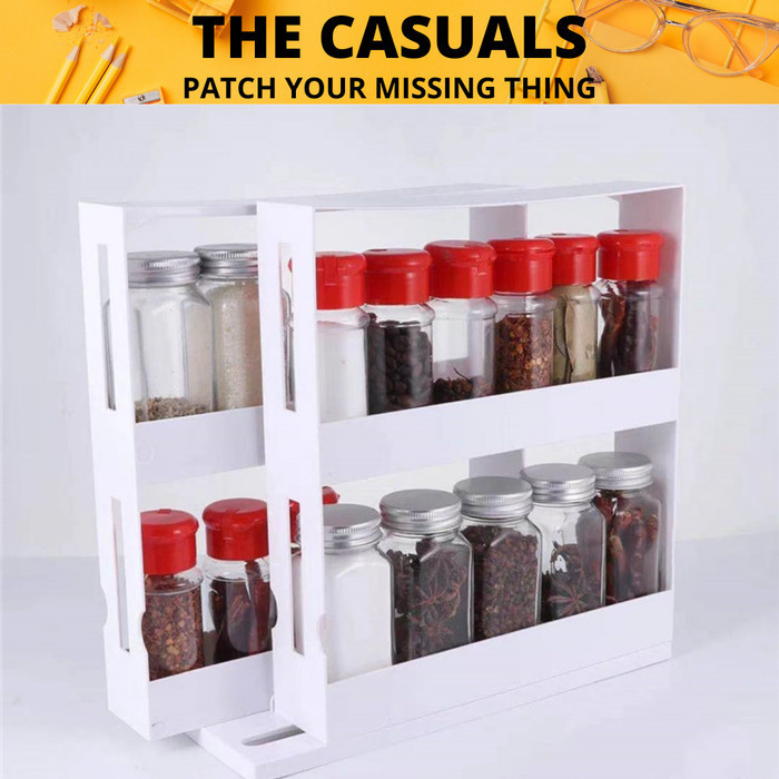 rak bumbu / tempat bumbu unik / rak bumbu dapur / lemari bumbu rak - putih