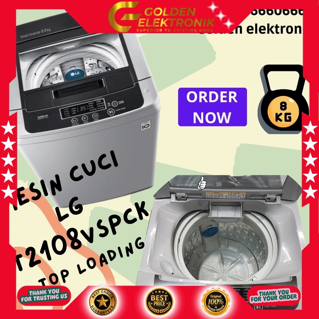 MESIN CUCI 1 TABUNG LG T2108VSPCK T 2108 VSPCK 2108VSPCK TOP LOADING 8 KG