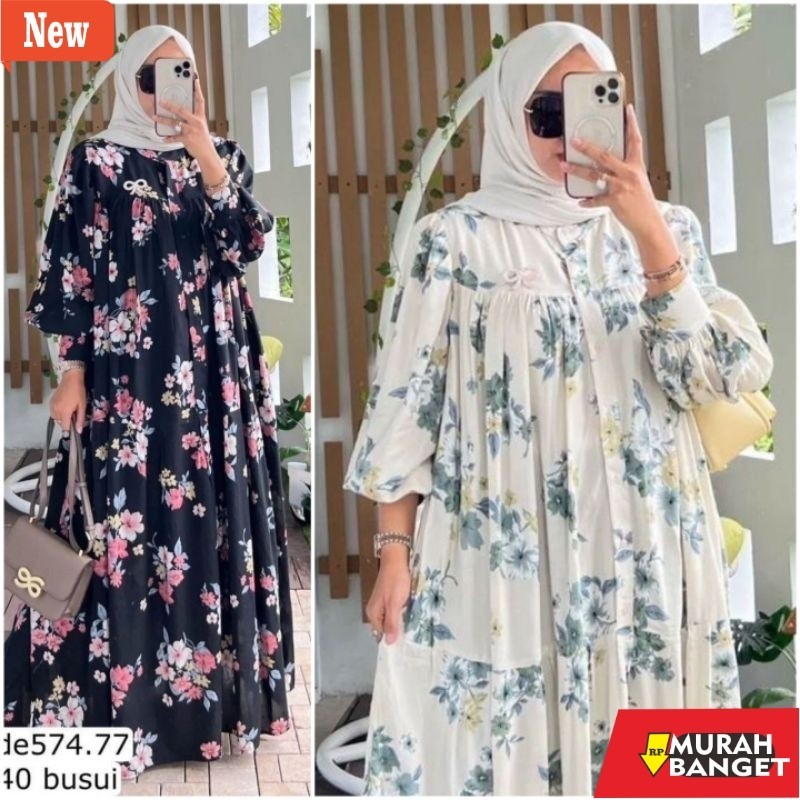 Gamis untuk  LEBARAN- MEZORA DRESS~By Rahma Fashion Gamis Muslim Motif Busui READY(LANGSUNG KIRIM)