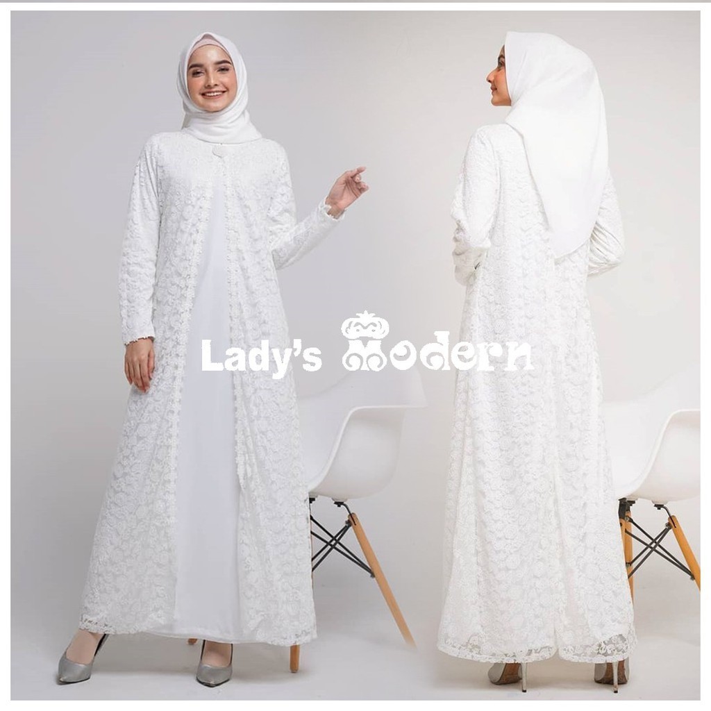 GAMIS PUTIH BRUKAT/ GAMIS/ GAMIS TERBARU/ GAMIS BRUKAT/ GAMIS PUTIH/ FASHION MUSLIM