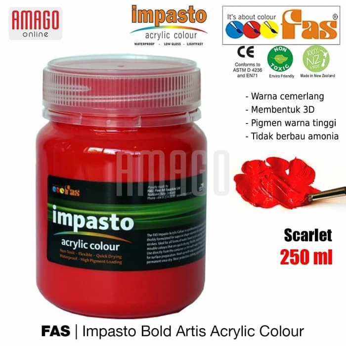 

Cat Akrilik Lukis FAS Impasto Acrylic Professional Paint - 250 ml - Scarlet