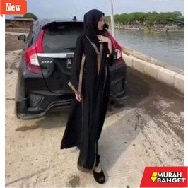 abaya lebaran ala Turkey- Abaya Hitam Turkey Gamis Maxi Dress Dubai 195 Bahan jetblack Kwalitas Ori