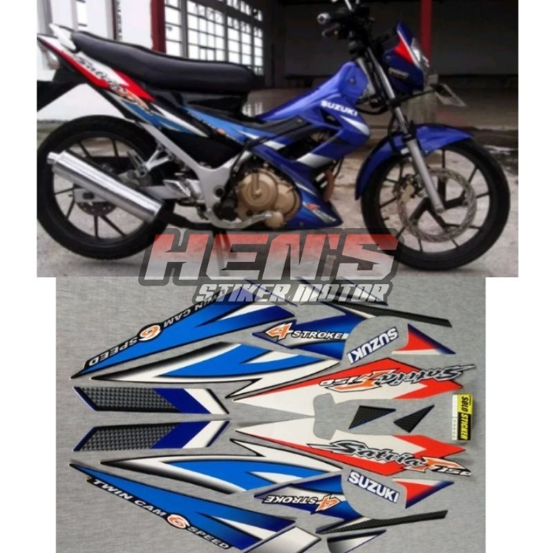 STIKER STRIPING SATRIA  FU  2005 2006 BIRU ENGKEL THAILAND