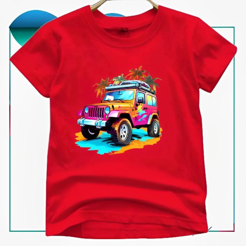 CF - Baju Kaos Anak Motif Mobil JEEP ( 2-10 Tahun ) Cowok Cewek