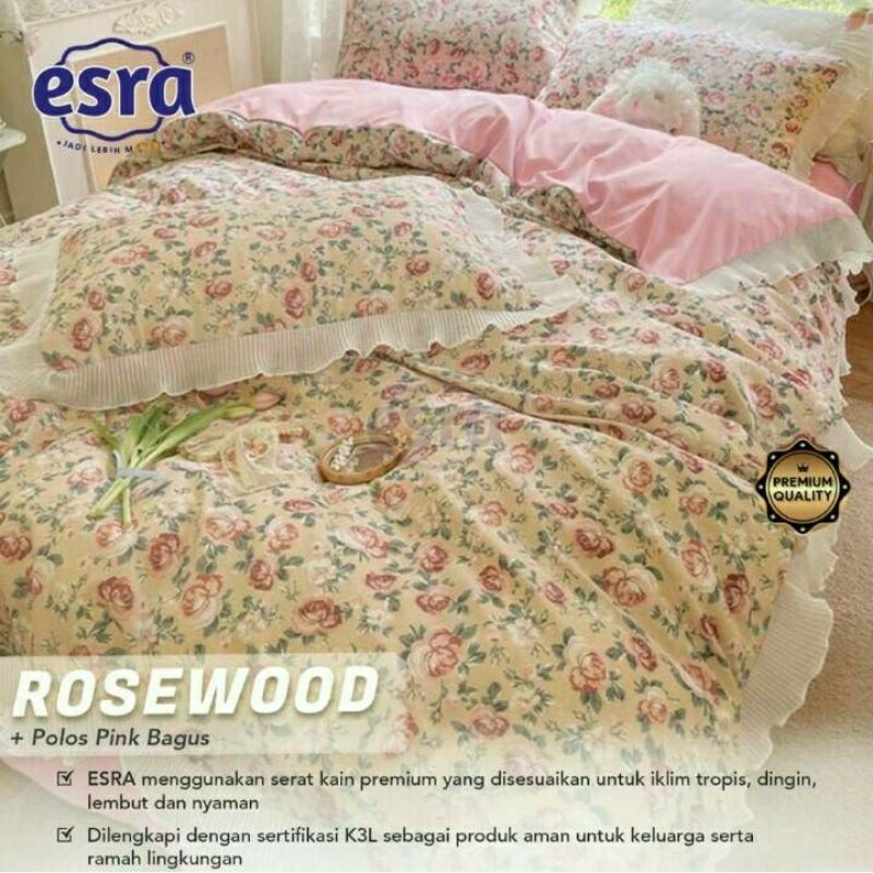 Sprei anti geser katun esra motif ROSEWOOD bunga || tanpa rumbai