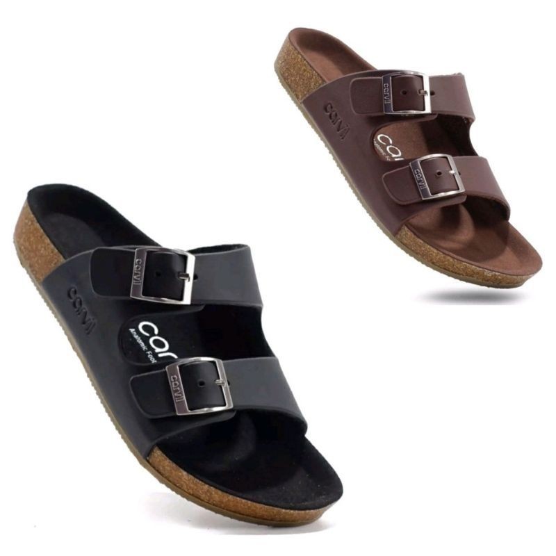 Sandal Carvil Slop Casual Pria Sandal Slop Pria / Sandal Asli Kulit /Sandal Kulit Asli / Sandal Kuli